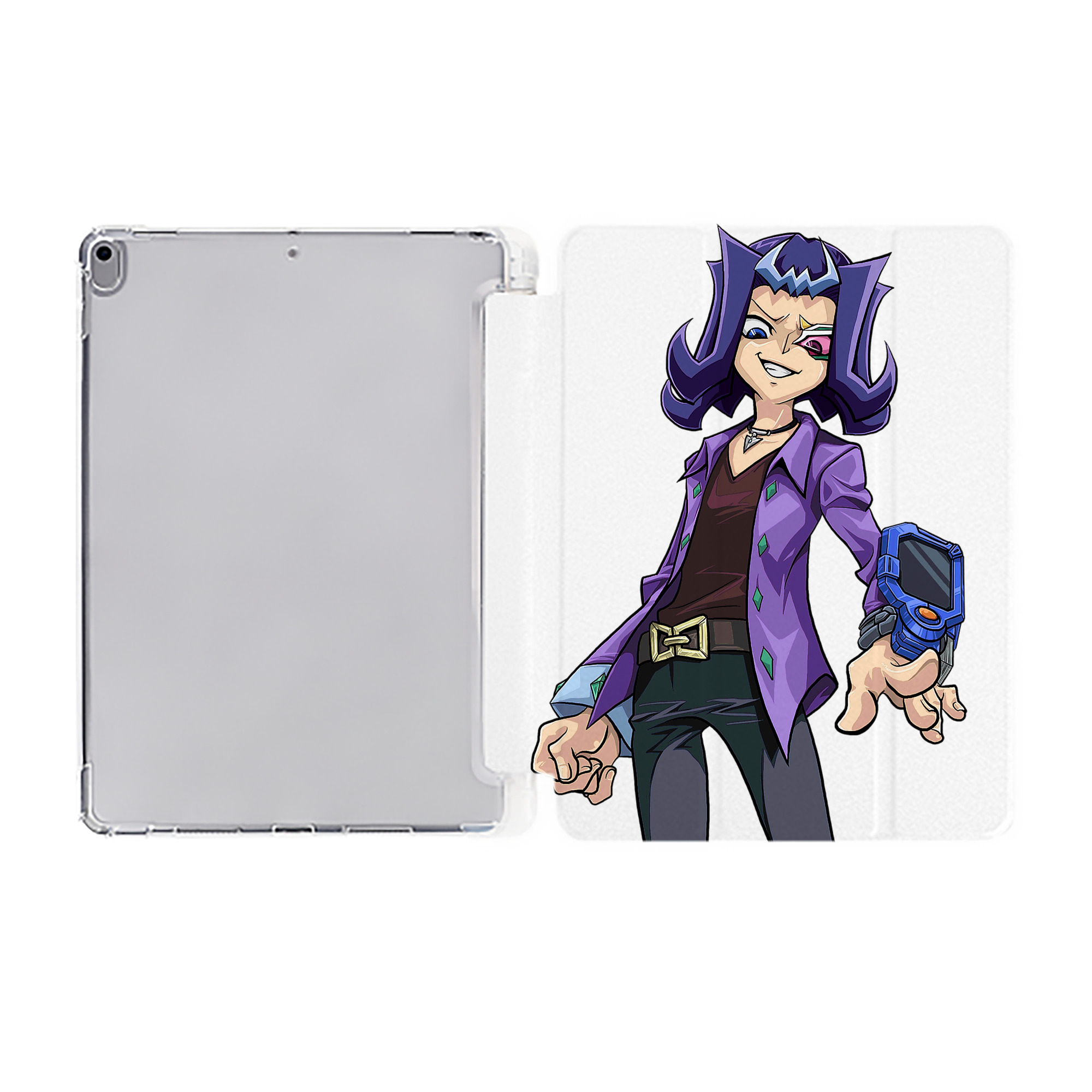 （画像用） 遊☆戯☆王 Yu-Gi-Oh! IPad ケース ペン収納付き 三つ折りスタンド PUレザー×シリコン 対応機種9.5/10.5/10.9インチ